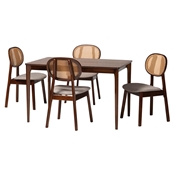 Baxton Studio Darrion Mid-Century Modern Grey Fabric and Walnut Brown Finished Wood 5-Piece Dining Set